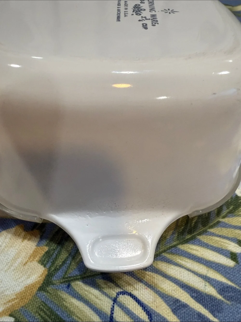 Corningware White Casserole with Blue Cornflower Design and Plastic Lid